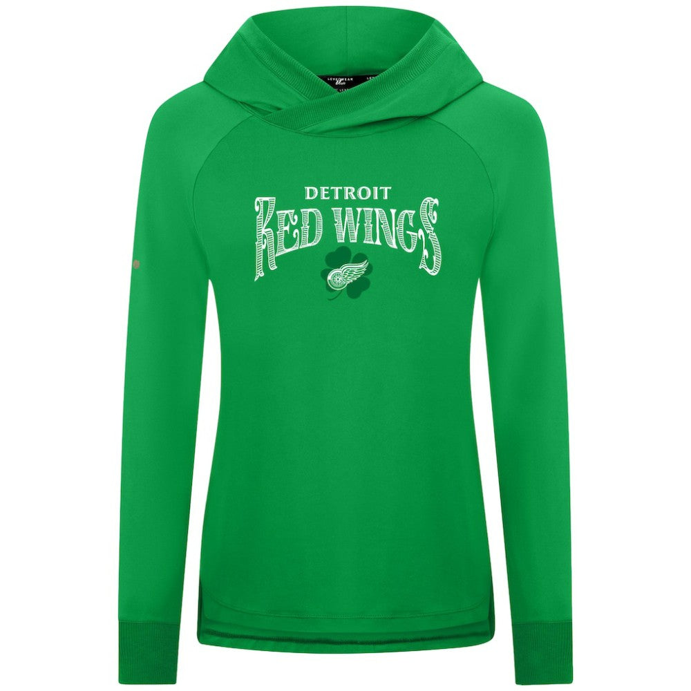 Detroit Red Wings Levelwear Women's St. Patrick's Day Slender Raglan Hoodie - Kelly Green - NHL