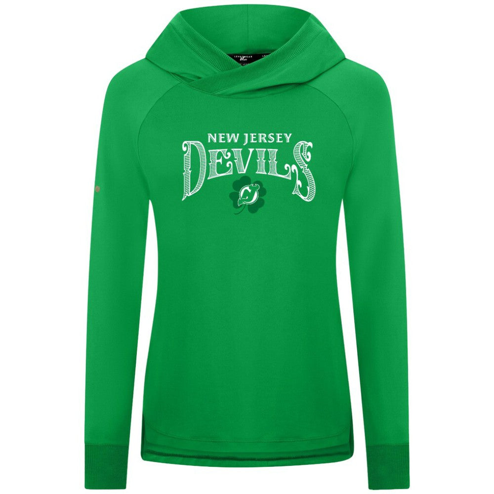 New Jersey Devils Levelwear Women's St. Patrick's Day Slender Raglan Hoodie - Kelly Green - NHL