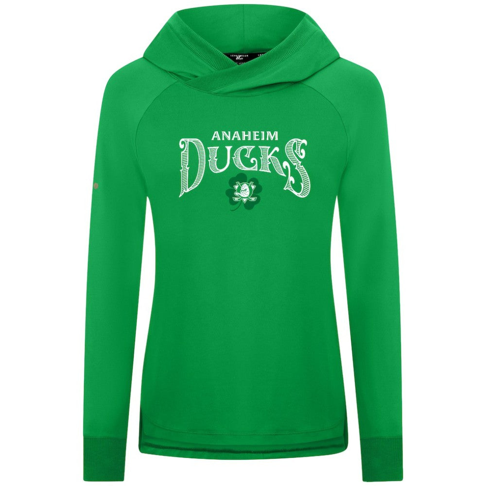Anaheim Ducks Levelwear Women's St. Patrick's Day Slender Raglan Hoodie - Kelly Green - NHL