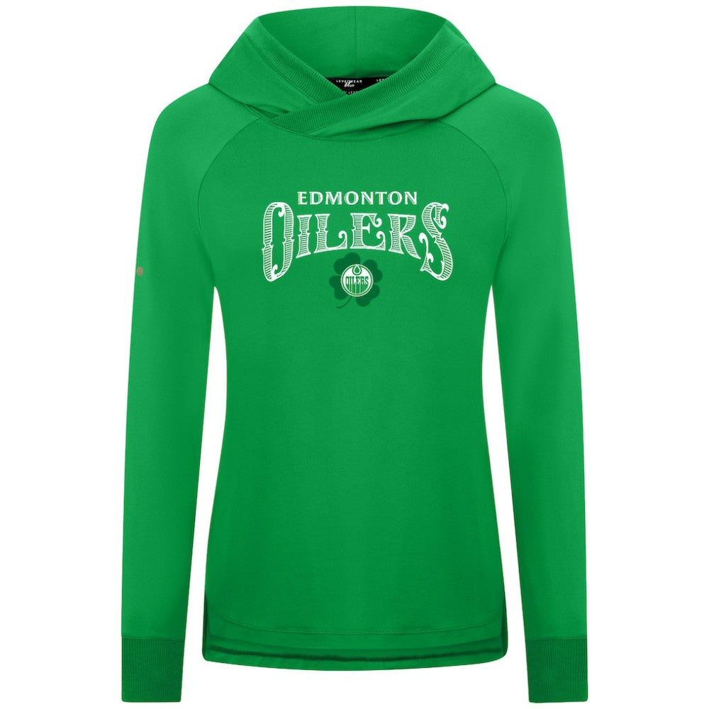 Edmonton Oilers Levelwear Women's St. Patrick's Day Slender Raglan Hoodie - Kelly Green - NHL