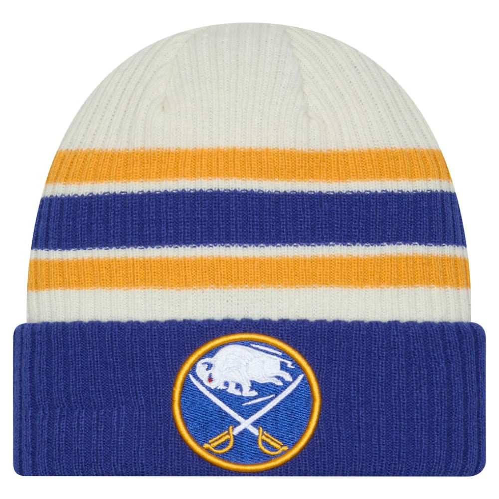 Buffalo Sabres New Era Vintage Cuffed Knit Hat - Cream/Royal - NHL