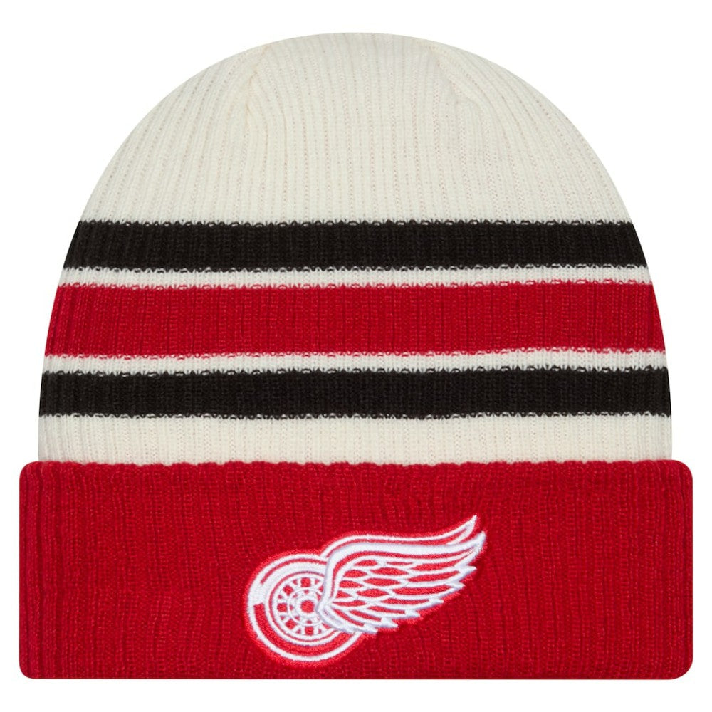 Detroit Red Wings New Era Vintage Cuffed Knit Hat - Cream/Red - NHL