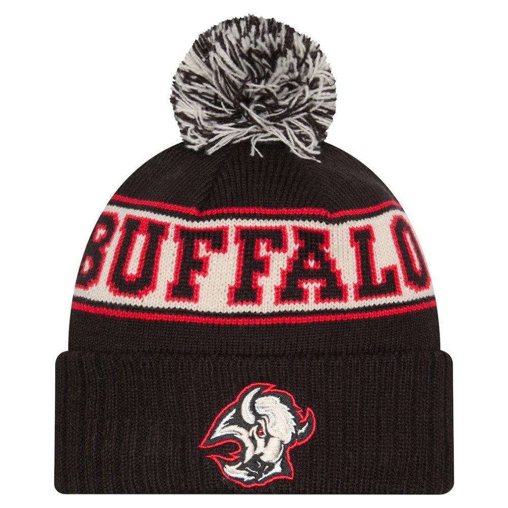 Buffalo Sabres New Era Retro Cuffed Knit Hat with Pom - Black - NHL