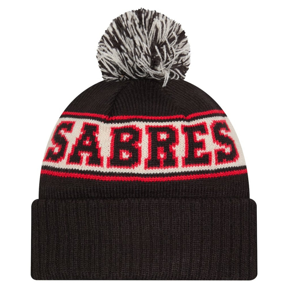 Buffalo Sabres New Era Retro Cuffed Knit Hat with Pom - Black - NHL