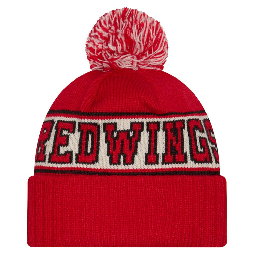Detroit Red Wings New Era Retro Cuffed Knit Hat with Pom - Red - NHL
