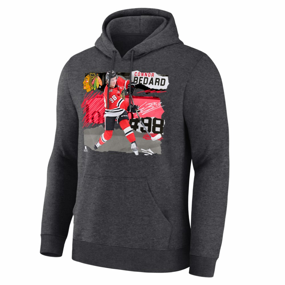 Connor Bedard Chicago Blackhawks Fresh Ice Hoodie - Charcoal - NHL