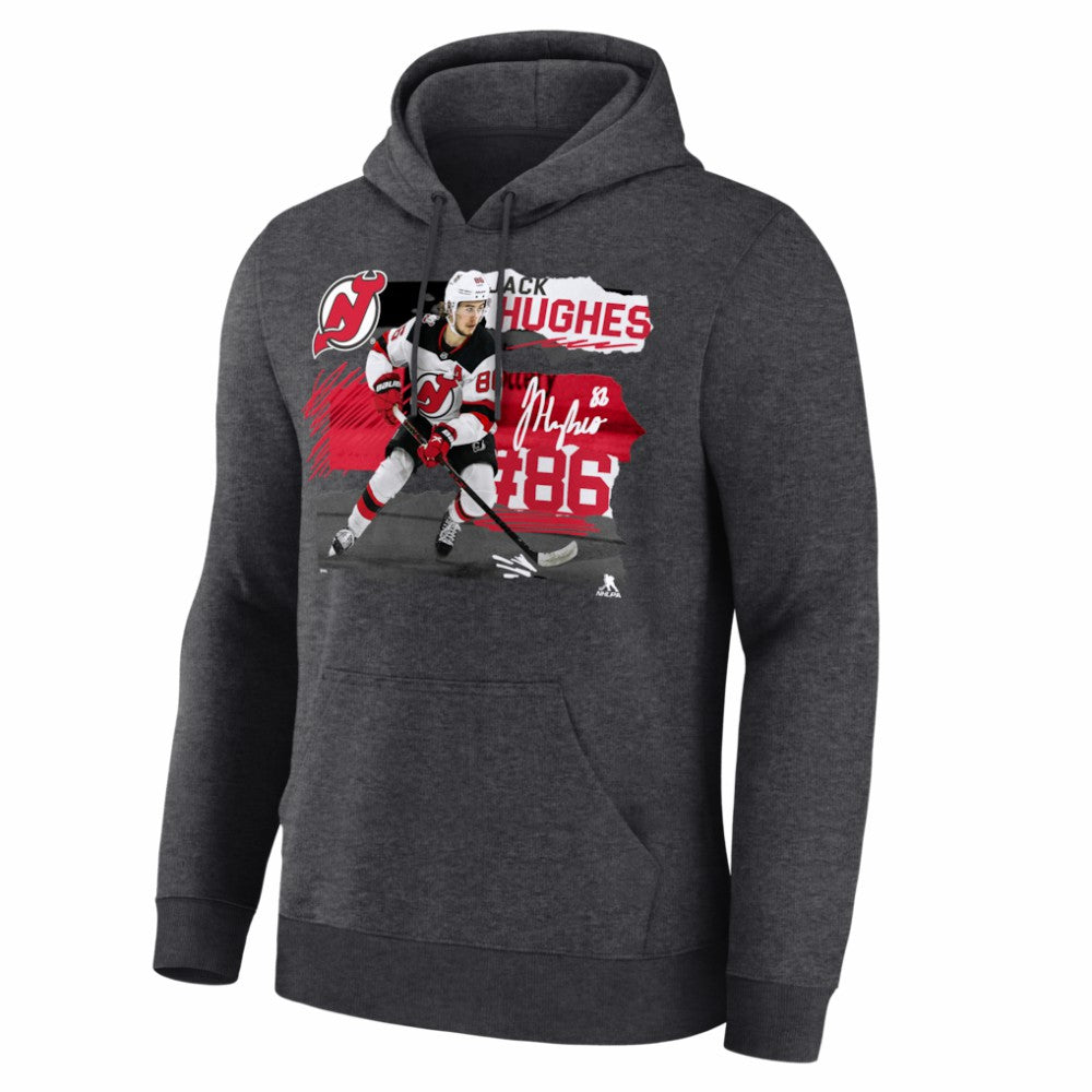 Jack Hughes New Jersey Devils Fresh Ice Hoodie - Charcoal - NHL