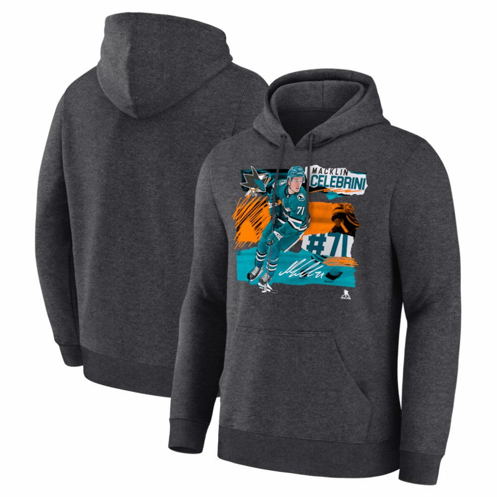 Macklin Celebrini San Jose Sharks Fresh Ice Hoodie - Charcoal - NHL