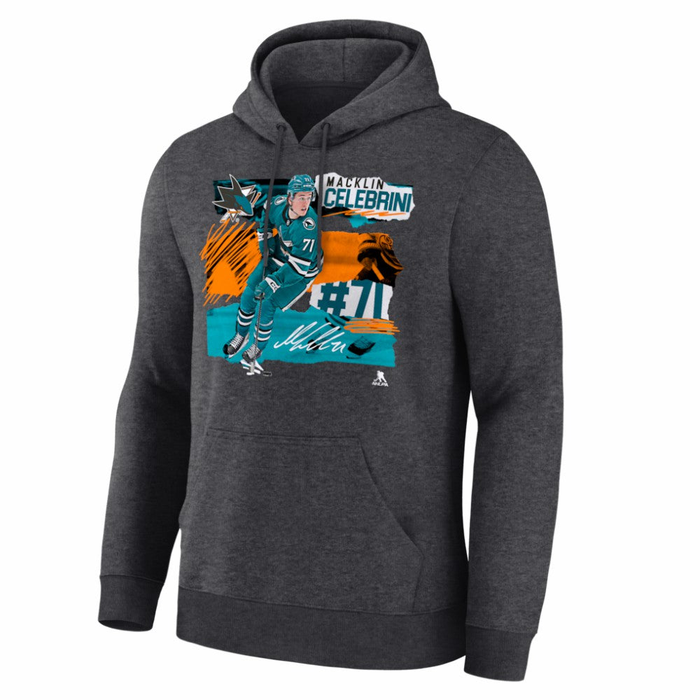 Macklin Celebrini San Jose Sharks Fresh Ice Hoodie - Charcoal - NHL
