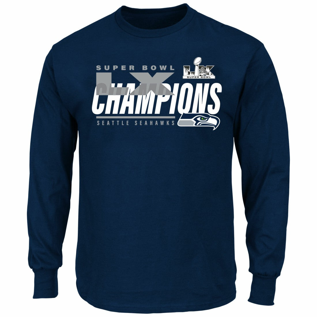 Seattle Seahawks Super Bowl LX Champions Big & Tall Iconic Victory Long Sleeve T-Shirt College Navy | Fanatics