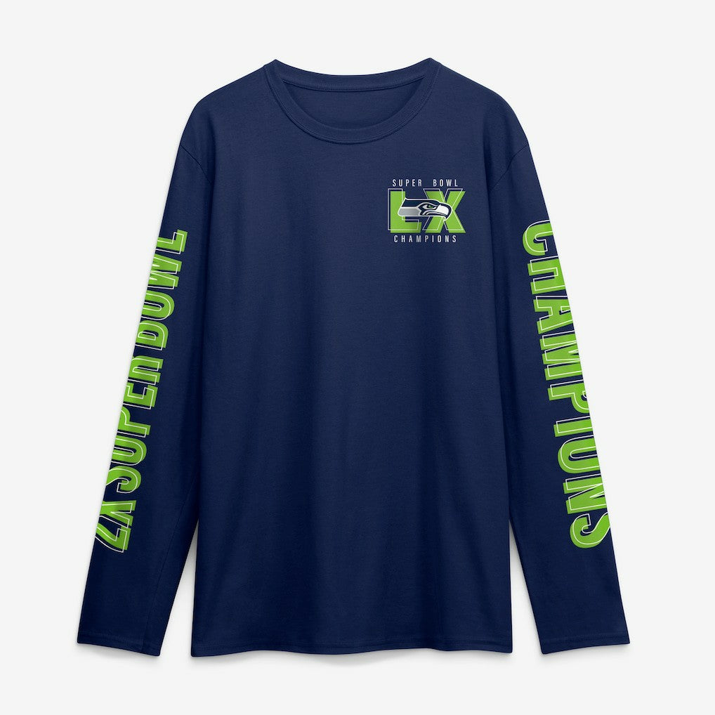 Seattle Seahawks Two-Time Super Bowl Champions Big & Tall Own The Moments Long Sleeve T-Shirt College Navy | Fanatics