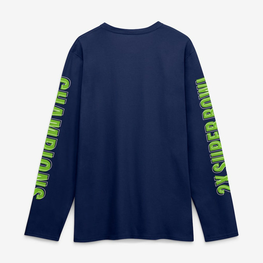 Seattle Seahawks Two-Time Super Bowl Champions Big & Tall Own The Moments Long Sleeve T-Shirt College Navy | Fanatics