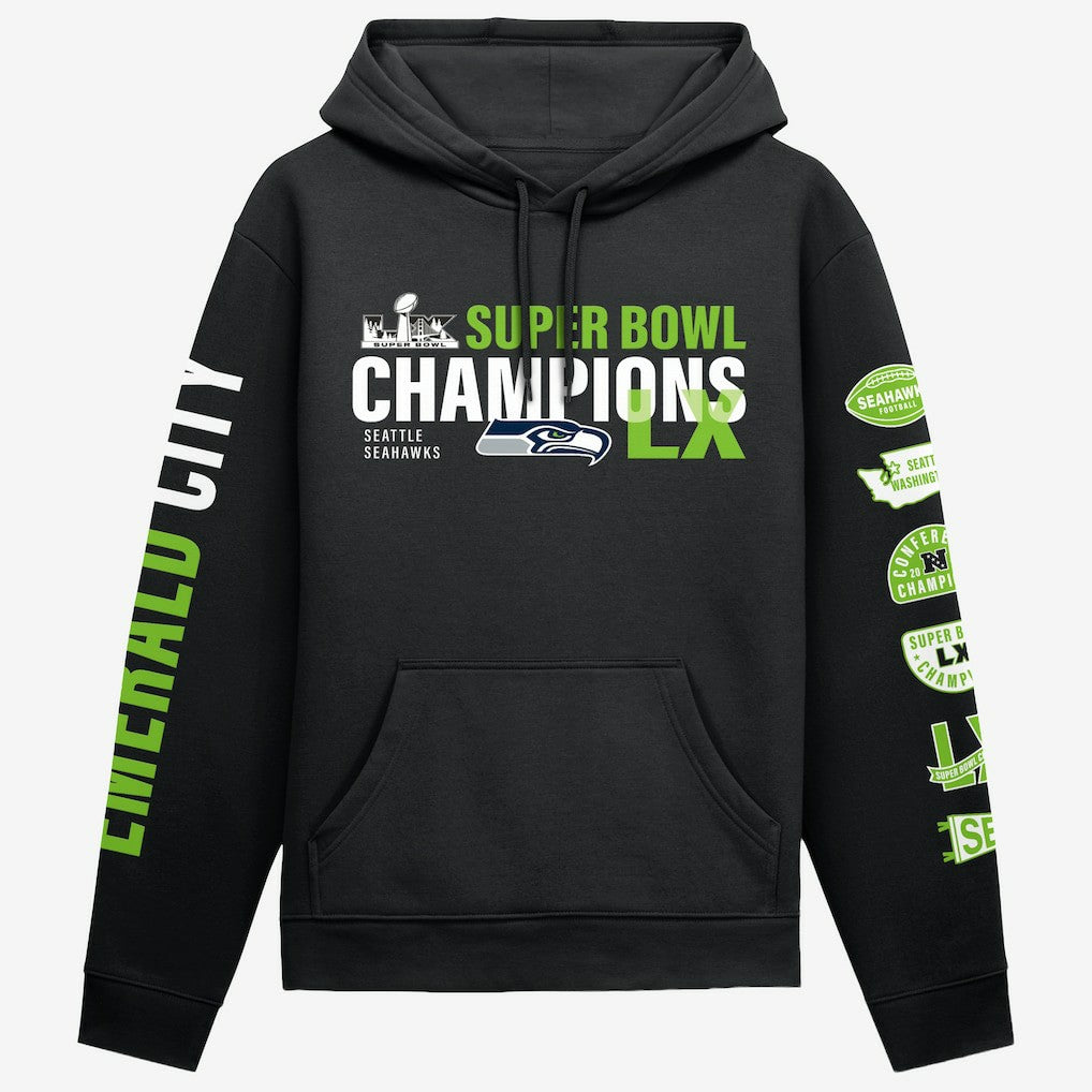 Seattle Seahawks Super Bowl LX Champions Four Piece Hoodie Black | Fanatics