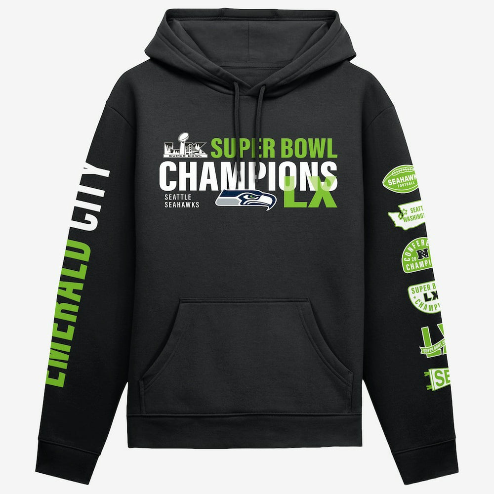Seattle Seahawks Super Bowl LX Champions Four Piece Hoodie Black | Fanatics