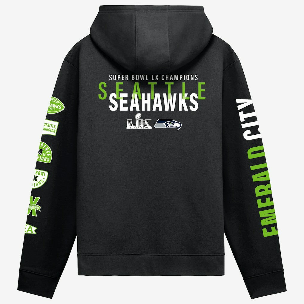 Seattle Seahawks Super Bowl LX Champions Four Piece Hoodie Black | Fanatics