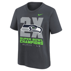 Seattle Seahawks Youth Two-Time Super Bowl Champions Multi-Champs T-Shirt Anthracite | Nike for Sale