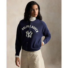 Yankees Polo Ralph Lauren Women's Seasonal Knit Full-Snap Cardigan - MLB