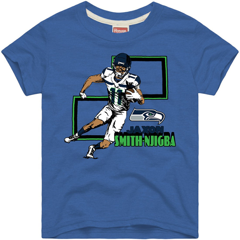 Jaxon Smith-Njigba Seattle Seahawks Homage Youth Draft Tri-Blend T-Shirt Royal | NFL