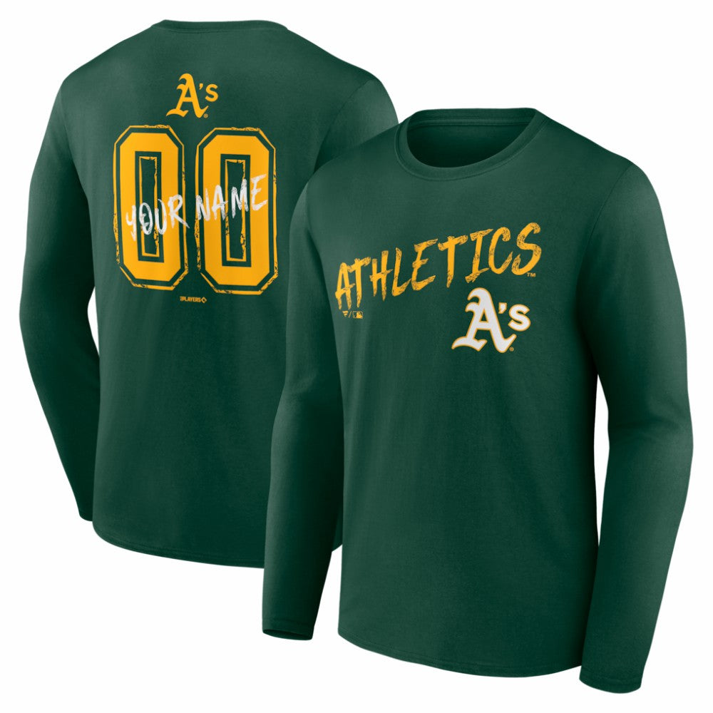 Athletics  Hustle Personalized Name & Number Long Sleeve T-Shirt - MLB