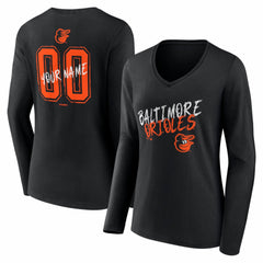 Baltimore Orioles Women's Hustle Personalized Name & Number Long Sleeve V-Neck T-Shirt - MLB