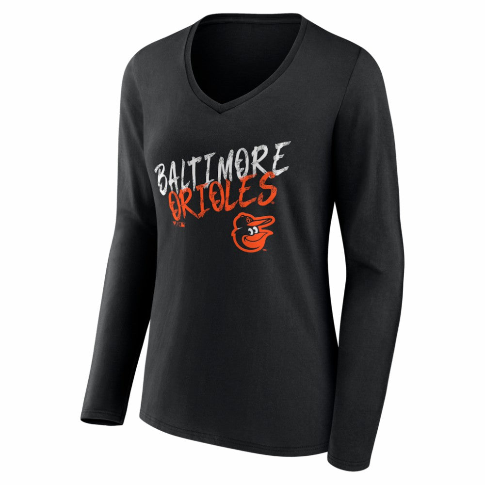Baltimore Orioles Women's Hustle Personalized Name & Number Long Sleeve V-Neck T-Shirt - MLB