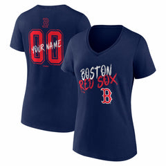 Boston Red Sox Women's Hustle Personalized Name & Number V-Neck T-Shirt - MLB