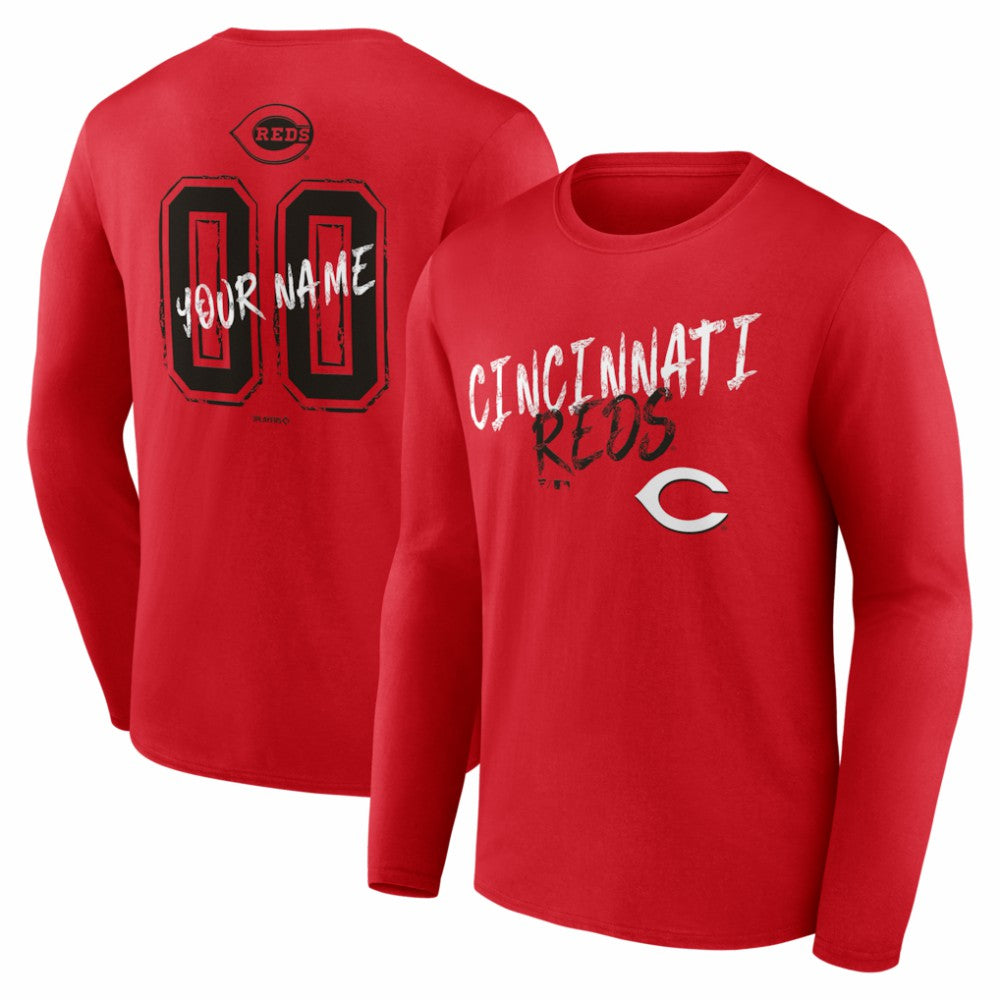 Cincinnati Reds  Hustle Personalized Name & Number Long Sleeve T-Shirt - MLB