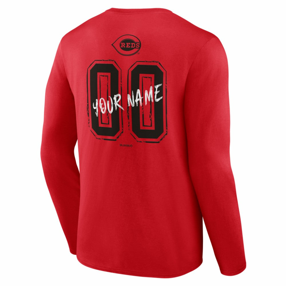 Cincinnati Reds  Hustle Personalized Name & Number Long Sleeve T-Shirt - MLB