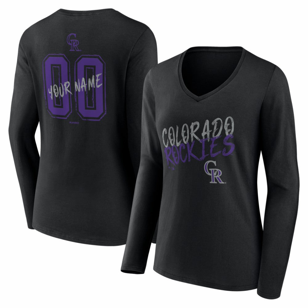 Colorado Rockies Women's Hustle Personalized Name & Number Long Sleeve V-Neck T-Shirt - MLB