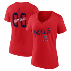 Los Angeles Angels Women's Hustle Personalized Name & Number V-Neck T-Shirt - MLB