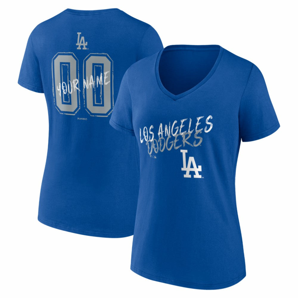 Los Angeles Dodgers Women's Hustle Personalized Name & Number V-Neck T-Shirt - MLB