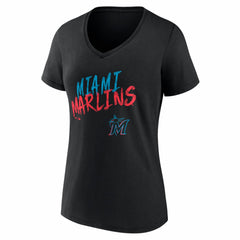 Miami Marlins Women's Hustle Personalized Name & Number V-Neck T-Shirt - MLB
