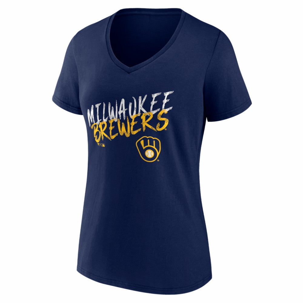 Milwaukee Brewers Women's Hustle Personalized Name & Number V-Neck T-Shirt - MLB