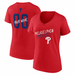 Philadelphia Phillies Women's Hustle Personalized Name & Number V-Neck T-Shirt - MLB