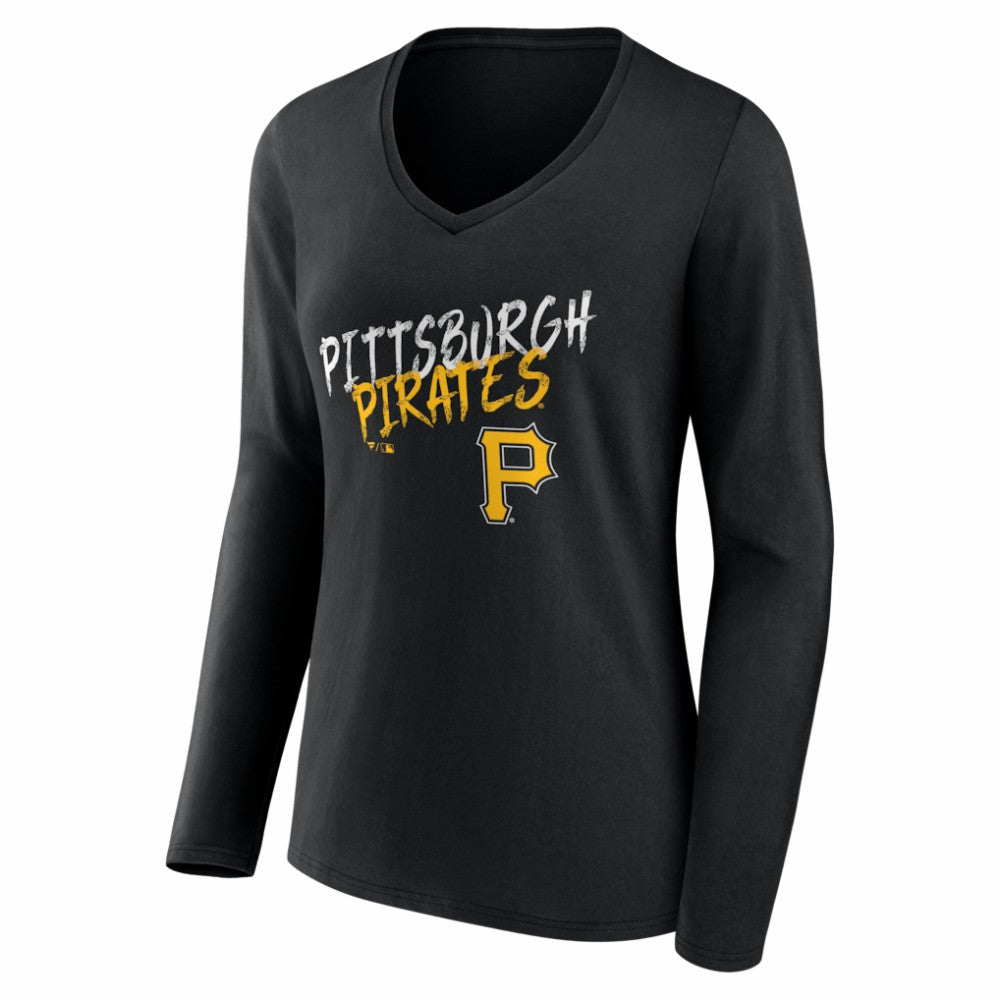 Pittsburgh Pirates Women's Hustle Personalized Name & Number Long Sleeve V-Neck T-Shirt - MLB