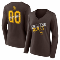 San Diego Padres Women's Hustle Personalized Name & Number Long Sleeve V-Neck T-Shirt - MLB