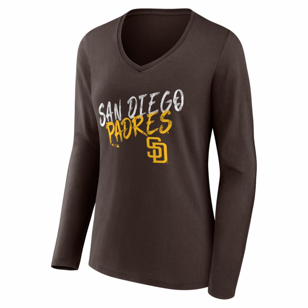 San Diego Padres Women's Hustle Personalized Name & Number Long Sleeve V-Neck T-Shirt - MLB