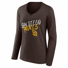 San Diego Padres Women's Hustle Personalized Name & Number Long Sleeve V-Neck T-Shirt - MLB