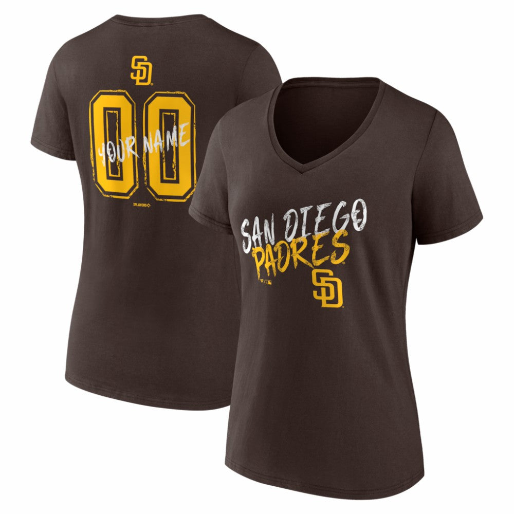 San Diego Padres Women's Hustle Personalized Name & Number V-Neck T-Shirt - MLB