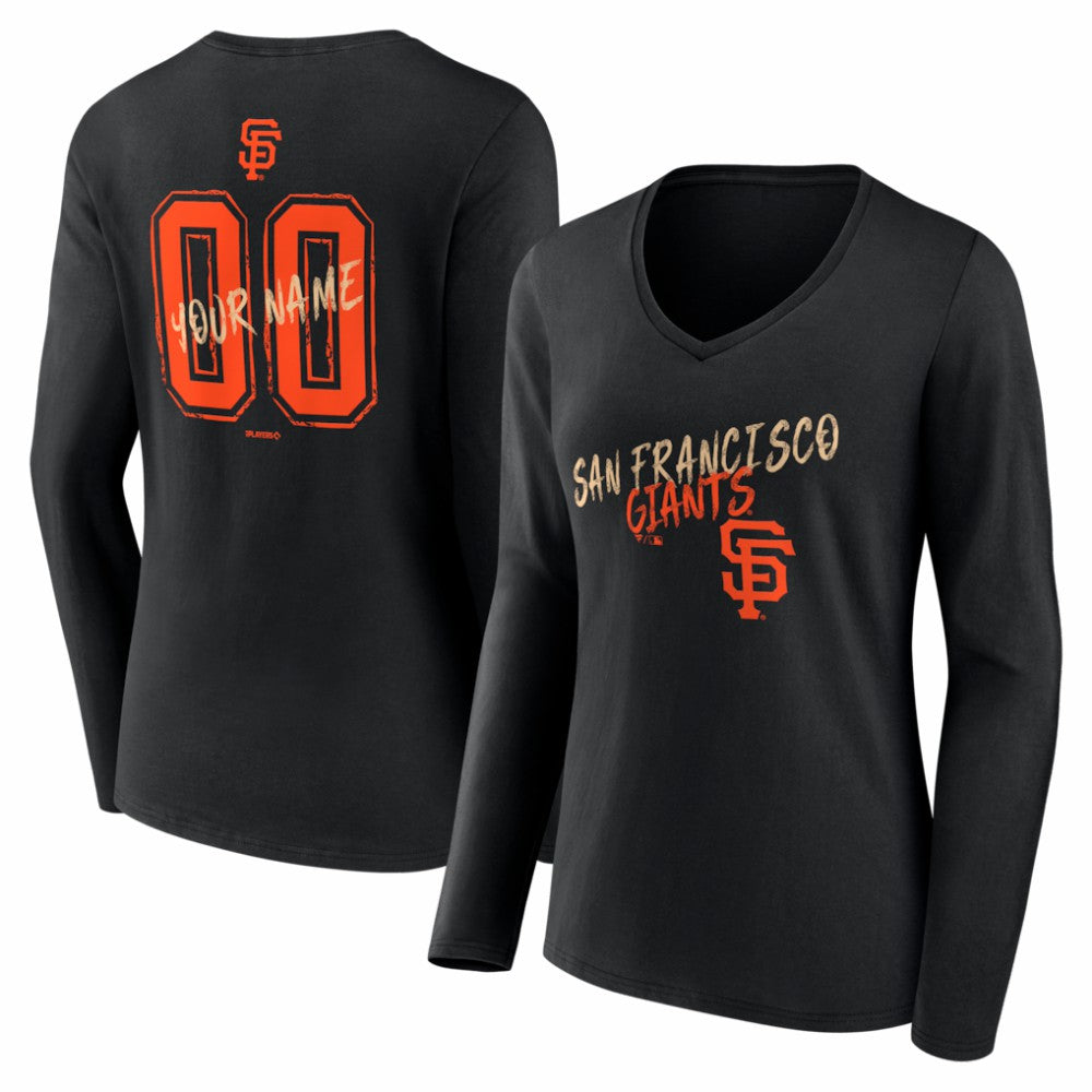 San Francisco Giants Women's Hustle Personalized Name & Number Long Sleeve V-Neck T-Shirt - MLB