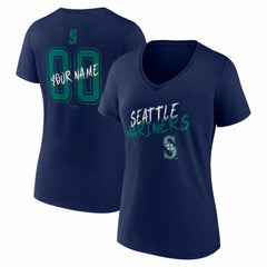 Seattle Mariners Women's Hustle Personalized Name & Number V-Neck T-Shirt - MLB