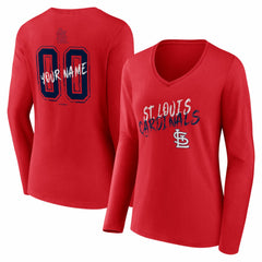 St. Louis Cardinals Women's Hustle Personalized Name & Number Long Sleeve V-Neck T-Shirt - MLB