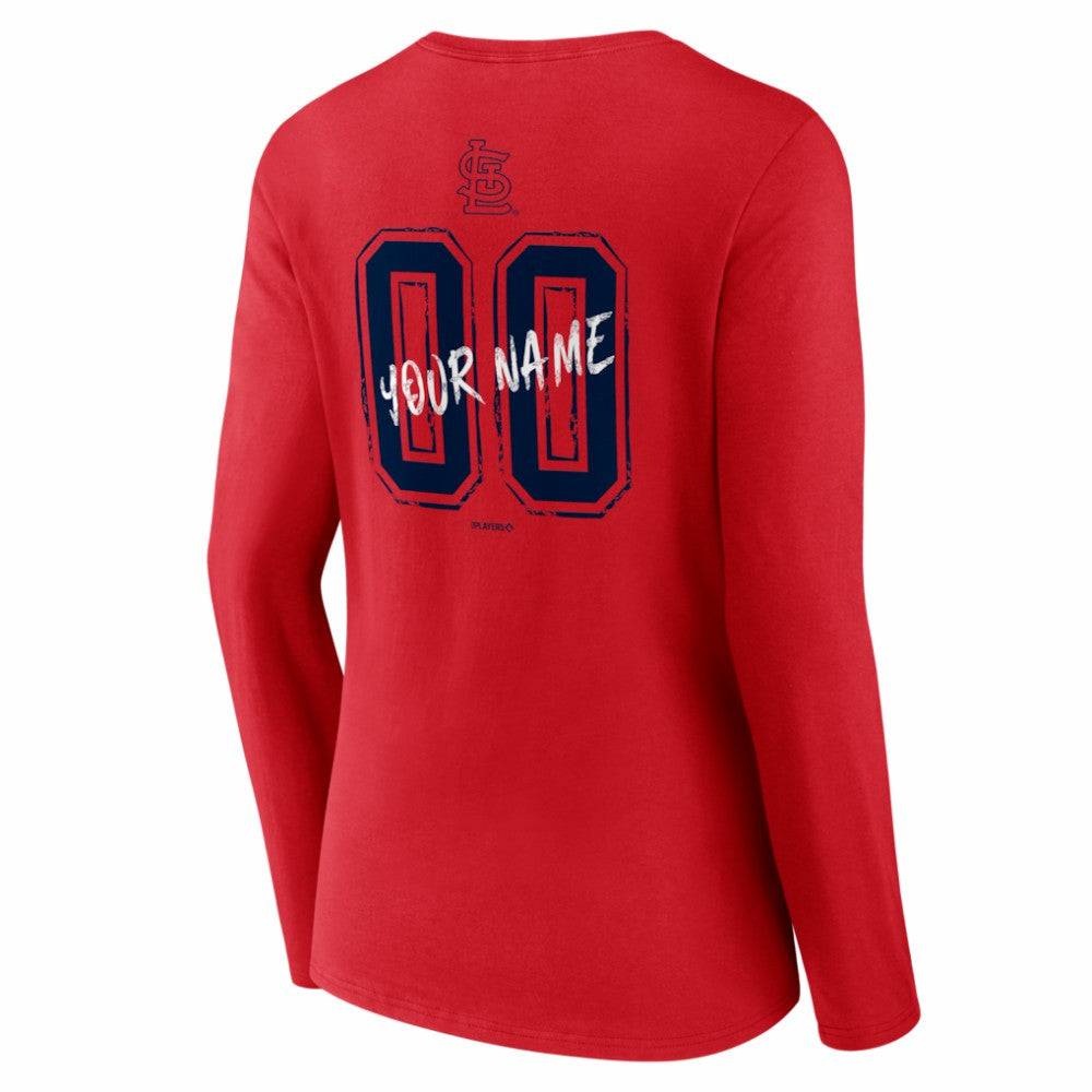 St. Louis Cardinals Women's Hustle Personalized Name & Number Long Sleeve V-Neck T-Shirt - MLB