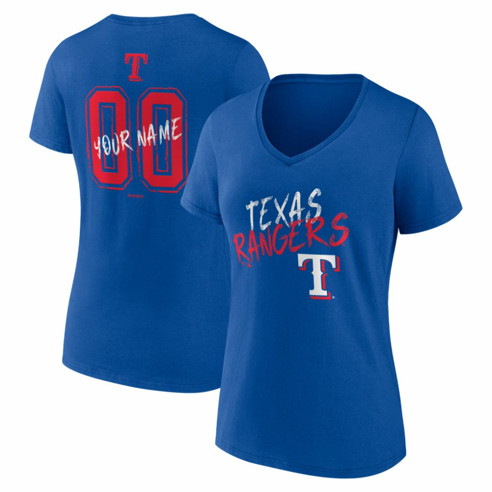 Texas Rangers Women's Hustle Personalized Name & Number V-Neck T-Shirt - MLB