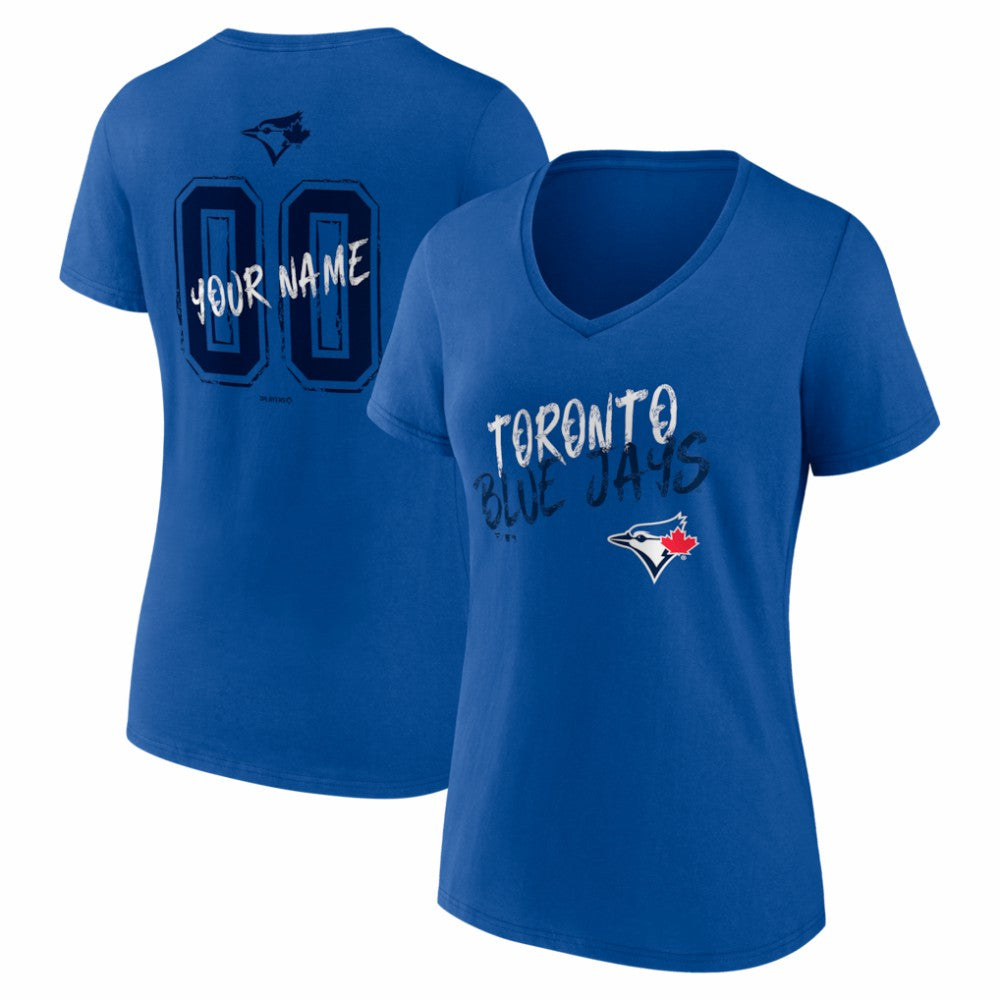 Toronto Blue Jays Women's Hustle Personalized Name & Number V-Neck T-Shirt - MLB