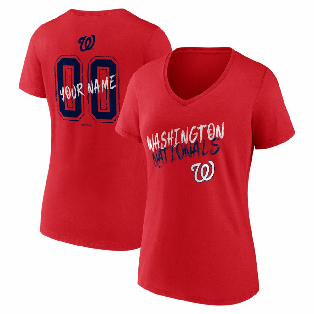 Washington Nationals Women's Hustle Personalized Name & Number V-Neck T-Shirt - MLB