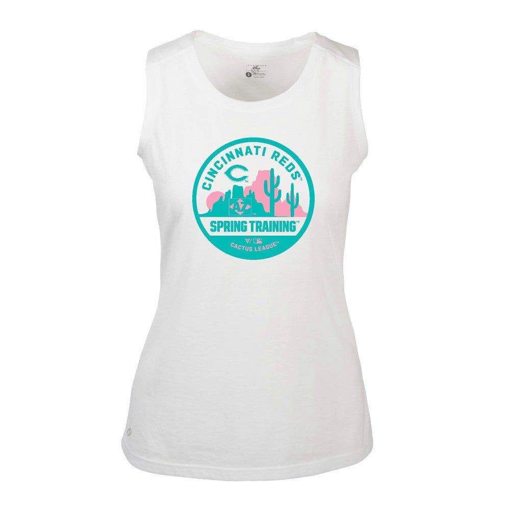 Cincinnati Reds Levelwear Women's Macy Spring Training Badge Bold Tank Top - MLB