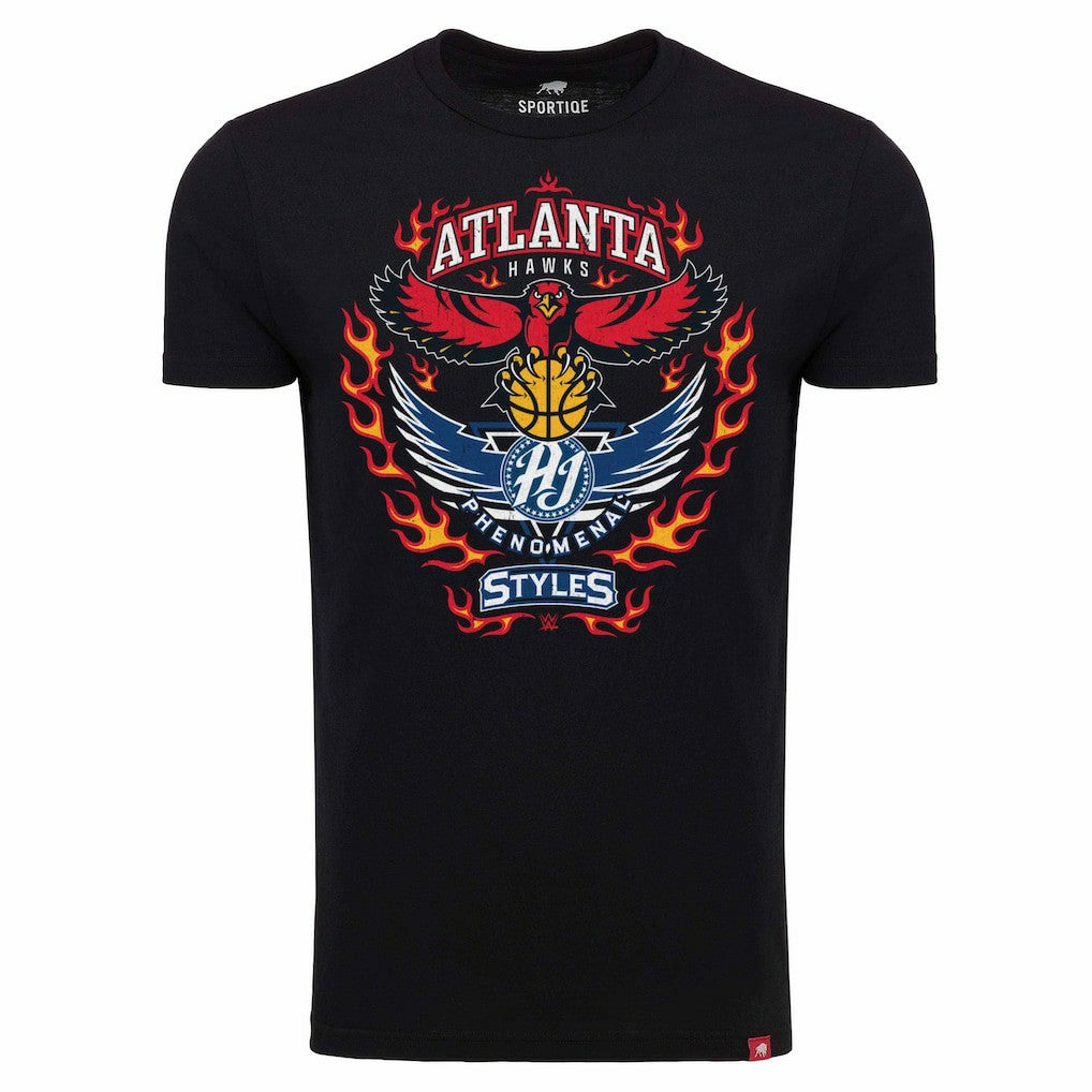 AJ Styles Sportiqe Atlanta Hawks Tri-Blend T-Shirt Black - NBA