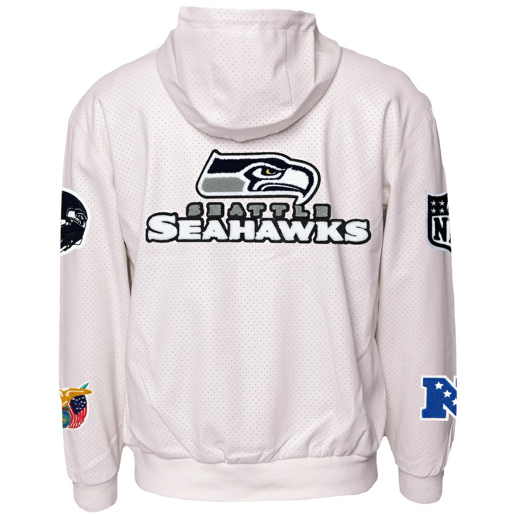 Seattle Seahawks Jeff Hamilton Vegan Leather Full-Zip Hooded Jacket White | NFL