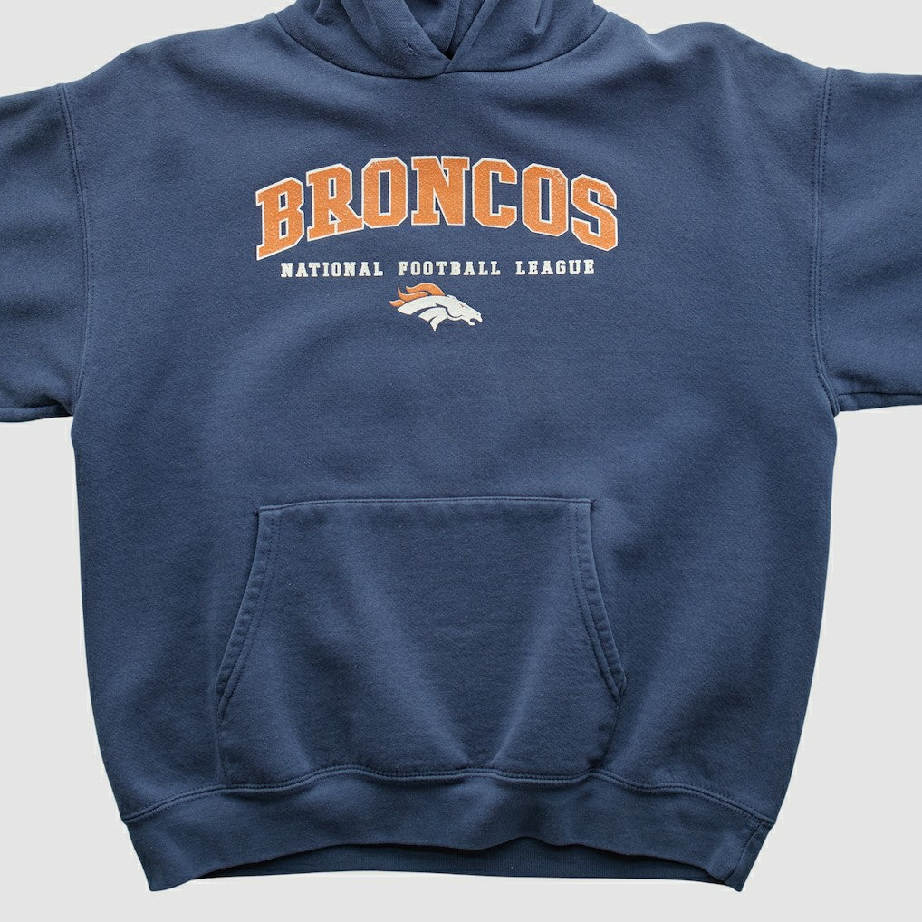 Denver Broncos 2000s Hooded Pullover Sweatshirt Navy Vintage | Fanatics